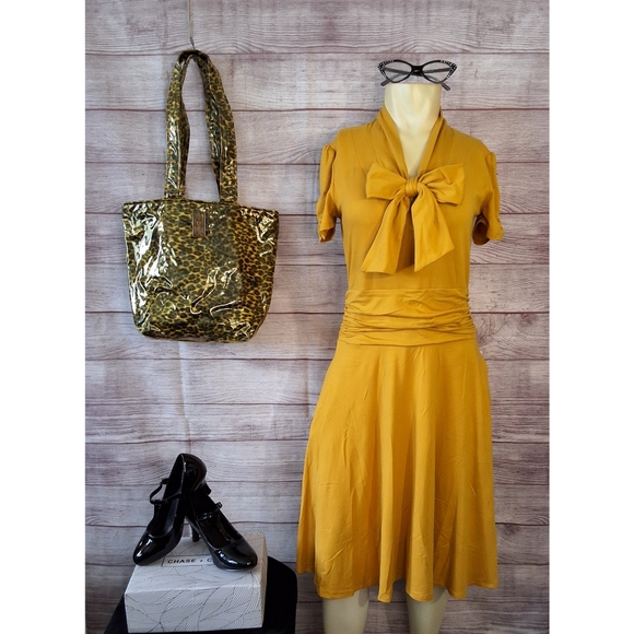 Retrolicious | Dresses | Mustard Yellow Retro Dress | Poshmark